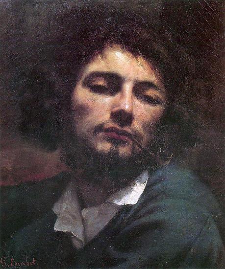 Gustave Courbet Self portrait with pipe. oil painting image